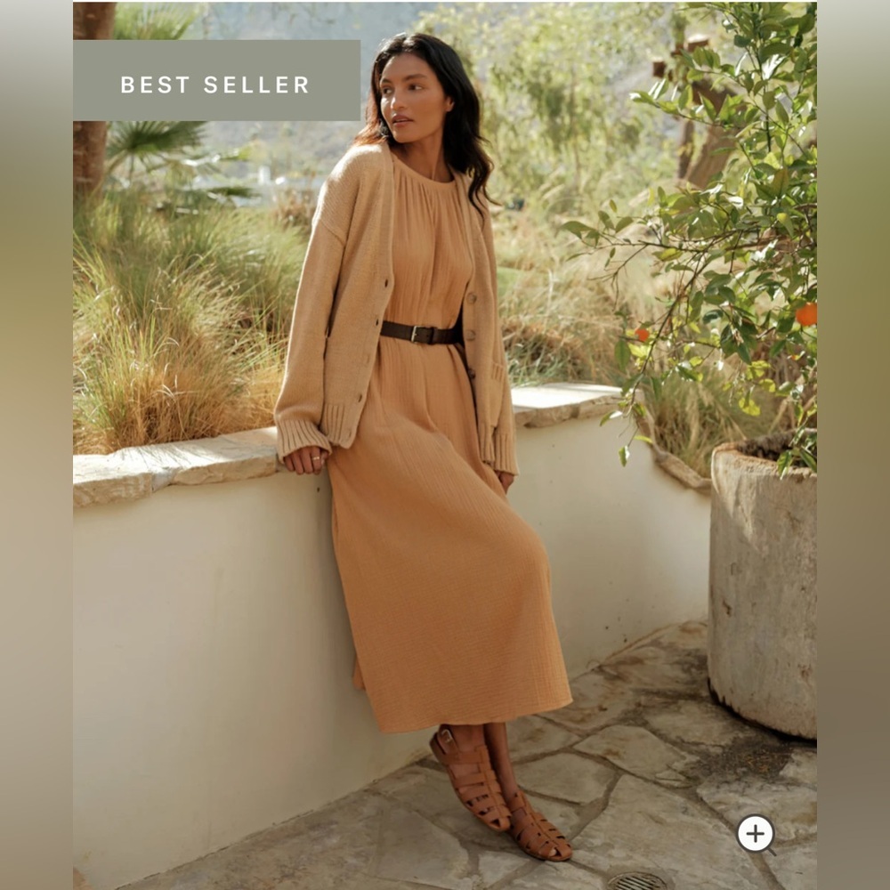 JENNI KAYNE Drift Dress Terracotta 100% Cotton Tank Long Dress L